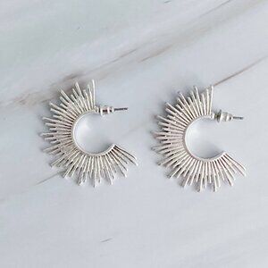 Silver Pharaoh Half Hoop Earrings